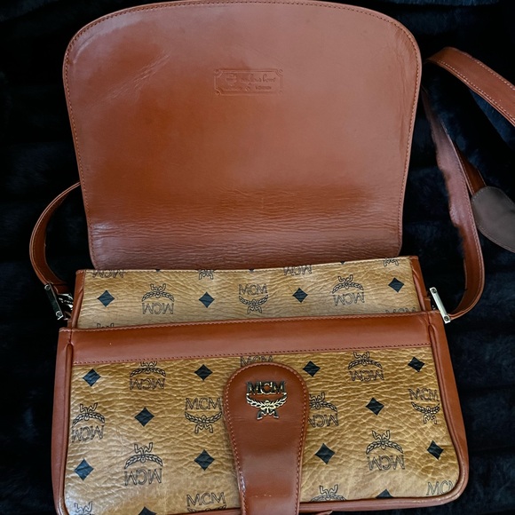 MCM Tan Crossbody Bag with Logo Pattern - Picture 11 of 16